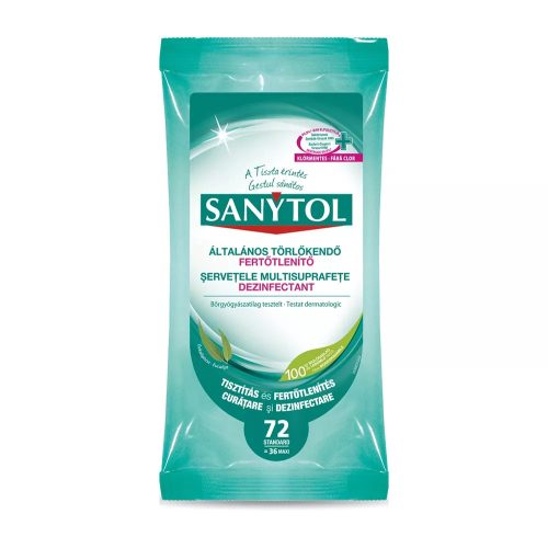 Sanytol Fertőtlenítő Általános Törlőkendő 72db-os